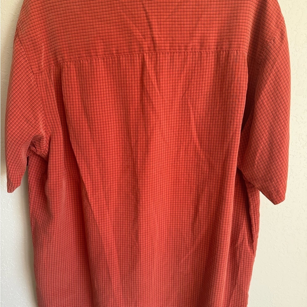 Men’s L Orange Checkered Columbia Lightweight Distressed Casual Button Up Shirt - Picture 7 of 7